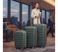 Infinity Leather Expandable Hard Shell Abs Suitcase 8 Wheel Luggage Set - Rio In Green Green One Size