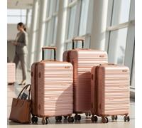 Infinity Leather Expandable Hard Shell Abs Suitcase 8 Wheel Luggage Set - Rio In Rose Gold Rose Gold One Size