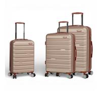 Infinity Leather Expandable Hard Shell Abs Suitcase 8 Wheel Travel Luggage - Edrian In Beige Beige Cabin