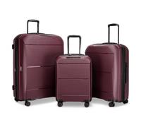 Infinity Leather Expandable Hard Shell Pp 8 Wheel Luggage Travel Cabin Holiday Bags Suitcase Set In Burgundy Burgundy Small