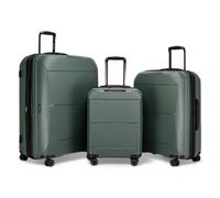 Infinity Leather Expandable Hard Shell Pp 8 Wheel Luggage Travel Cabin Holiday Bags Suitcase Set In Green Green Medium