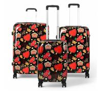 Infinity Leather Expandable Hard Shell Roses 8 Wheels Suitcase Print Luggage In Rose Gold Rose Gold