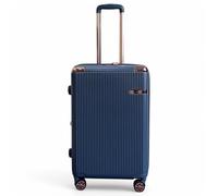 Infinity Leather Expandable Navy Suitcase Medium 24-Inch Hard Shell Lightweight Durable Trolley Travel Carry-On Luggage with Double Spinner Wheels TSA Lock (M(67cm 81L))