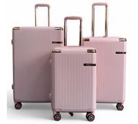Infinity Leather Expandable Rose Gold Hard Shell 8 Wheels Luggage Travel Cabin Suitcase Rose Gold Small