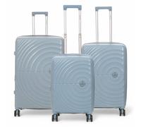 Infinity Leather Expandable Sky Hard Shell 8 Wheels Luggage Cabin Suitcase In Light Blue Light Blue Medium