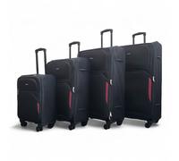 Infinity Leather Expandable Soft 8 Wheel Lightweight Suitcase Luggage Travel Bags Set of 4 in Black Infinity Leather Black