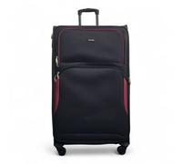 Infinity Leather Expandable Soft Extra Large 8 Wheel Lightweight Suitcase Luggage Travel Bags In Black Black