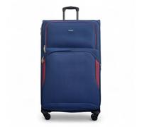 Infinity Leather Expandable Soft Extra Large 8 Wheel Lightweight Suitcase Luggage Travel Bags In Blue Blue