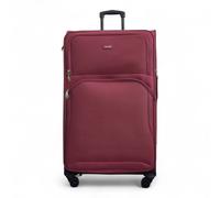 Infinity Leather Expandable Soft Extra Large 8 Wheel Lightweight Suitcase Luggage Travel Bags in Red | Size: XL Infinity Leather Red XL