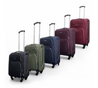 Infinity Leather Expandable Soft Shell Cabin Suitcase 50.5 x 37 x 26 cm Luggage Suitable for Easyjet, Ryanair in Khaki | Size: Small Infinity Leather Khaki Small