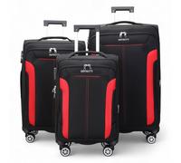 Infinity Leather Expandable Soft Shell Suitcase 8 Wheel Luggage Travel Light Carry On Cabin Bag In Black Black
