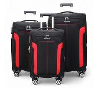 Infinity Leather Expandable Soft Shell Suitcase 8 Wheel Luggage Travel Light Carry On Cabin Bag in Black | Size: Large Infinity Leather Black Large