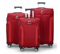 Infinity Leather Expandable Soft Shell Suitcase 8 Wheel Luggage Travel Light Carry On Cabin Bag In Red Red Small