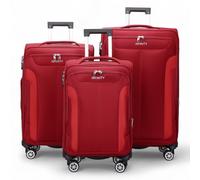 Infinity Leather Expandable Soft Shell Suitcase 8 Wheel Luggage Travel Light Carry On Cabin Bag in Red | Size: Medium Infinity Leather Red Medium