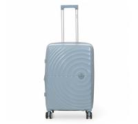 Infinity Leather Expandable Suitcase Trolley Carry On Hand Cabin Luggage Hard Shell ABS Travel Bag Lightweight with TSA Lock (Sky Blue, M(66cm 74L))