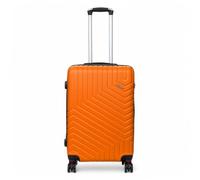 Infinity Leather Expandable Suitcase Trolley Carry On Hand Cabin Luggage Hard Shell ABS Travel Bag Lightweight with TSA Lock (Orange, M(66cm 74L))