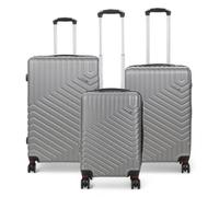 Infinity Leather Expandable Suitcase Trolley Carry On Hand Cabin Luggage Hard Shell ABS Travel Bag Lightweight with TSA Lock (Silver, 3 Pcs Set)