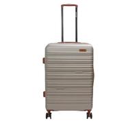 Infinity Leather Expandable Suitcase Trolley Carry On Hand Cabin Luggage Hard Shell ABS Travel Bag Lightweight Robust with TSA Lock (Champagne, M(67cm 86L))