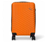 Infinity Leather Expandable Suitcase Trolley Carry On Hand Cabin Luggage Hard Shell ABS Travel Bag Lightweight with TSA Lock (Orange, S(55cm 45L))