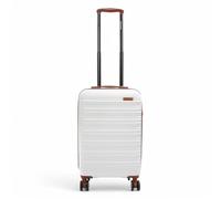 Infinity Leather Expandable Suitcase Trolley Carry On Hand Cabin Luggage Hard Shell ABS Travel Bag Lightweight Robust with TSA Lock (Beige, S(55cm 35L))