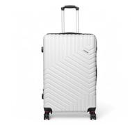 Infinity Leather Expandable Suitcase Trolley Carry On Hand Cabin Luggage Hard Shell ABS Travel Bag Lightweight with TSA Lock (White, L(76cm 102L))