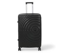 Infinity Leather Expandable Suitcase Trolley Carry On Hand Cabin Luggage Hard Shell ABS Travel Bag Lightweight with TSA Lock (Black, L(76cm 102L))