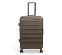 Infinity Leather Expandable Suitcase Trolley Carry On Hand Cabin Luggage Hard Shell ABS Travel Bag Lightweight Robust with TSA Lock (Brown, M(67cm 86L))