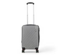 Infinity Leather Expandable Suitcase Trolley Carry On Hand Cabin Luggage Hard Shell ABS Travel Bag Lightweight with TSA Lock (Silver, S(55cm 45L))