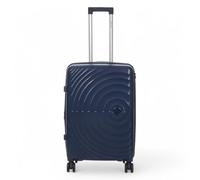 Infinity Leather Expandable Suitcase Trolley Carry On Hand Cabin Luggage Hard Shell ABS Travel Bag Lightweight with TSA Lock (Navy, M(66cm 74L))