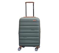Infinity Leather Expandable Suitcase Trolley Carry On Hand Cabin Luggage Hard Shell ABS Travel Bag Lightweight Robust with TSA Lock (Khaki, S(55cm 35L))