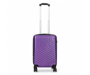 Infinity Leather Expandable Suitcase Trolley Carry On Hand Cabin Luggage Hard Shell ABS Travel Bag Lightweight with TSA Lock (Purple, S(55cm 45L))