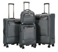 Infinity Leather Expandable Travel Luggage Strong Soft Shell Suitcase Set In Grey Grey