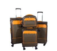 Infinity Leather Expandable Travel Luggage Strong Soft Shell Suitcases In Brown Brown Medium