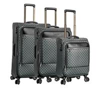 Infinity Leather Expandable Travel Luggage Strong Soft Shell Suitcases In Grey Grey