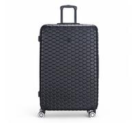 Infinity Leather Extra Large Hard Shell Abs 8 Wheel Luggage Travel Suitcase In Black Black Large