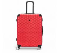 Infinity Leather Extra Large Hard Shell Abs 8 Wheel Luggage Travel Suitcase In Red Red Large