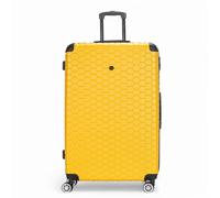 Infinity Leather Extra Large Hard Shell Abs 8 Wheel Luggage Travel Suitcase In Yellow Yellow Large