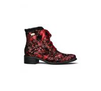 Infinity Leather Floral Gothic Victorian Leather Heeled Boots - Laura Vita Emcmao-45 In Red Red