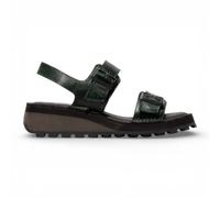 Infinity Leather Fly London Heif558Fly Leather Wedge Buckle Sandals In Green Green