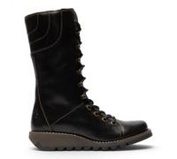 Infinity Leather Fly London Leather Lace-Up Combat Ankle Boots- Ster768 In Black Black