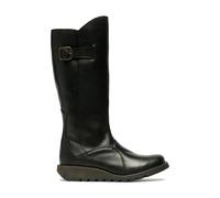 fly london Women's Mol 2 Leather Wedge Heel Knee High Zip Up Boots, Black 4
