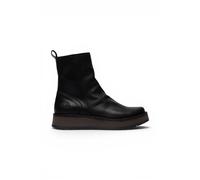Fly Womens Black RENO053FLY Leather Zip Up Platform Comfort Ankle Boots
