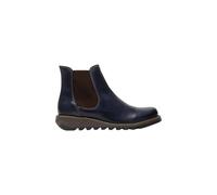 Fly Womens Blue SALV Chelsea Leather Ankle Casual Wedge Heel Boots