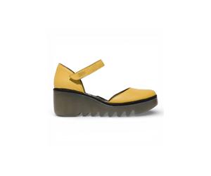 Infinity Leather Fly London Suede Leather Wedge Sandals - Biso305Fly In Yellow Yellow