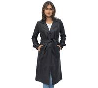 Infinity Leather Full Length Trench Coat-Alhambra In Black Black