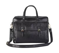 Infinity Leather Genuine Leather Laptop Messenger Crossbody Shoulder Bag - Belmont In Black Black