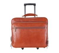 Infinity Leather Genuine Leather Wheel Laptop Briefcase Travel Cabin Pilot Bag - Nomad In Tan Tan