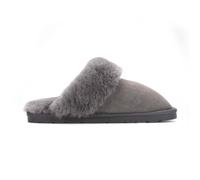 Infinity Leather Genuine Sheepskin Suede Mule Winter Slippers - Luna In Grey Grey 7