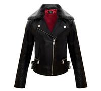 Infinity Leather Girl's 100% Leather Detachable Collar Biker Jackets (3-13 Years) in Black | Size: 4/5 Years