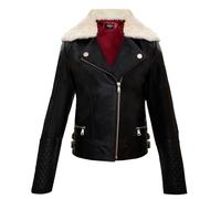 Infinity Leather Girl's 100% Leather Detachable Collar Biker Jackets (3-13 Years) in Black | Size: 4/5 Years